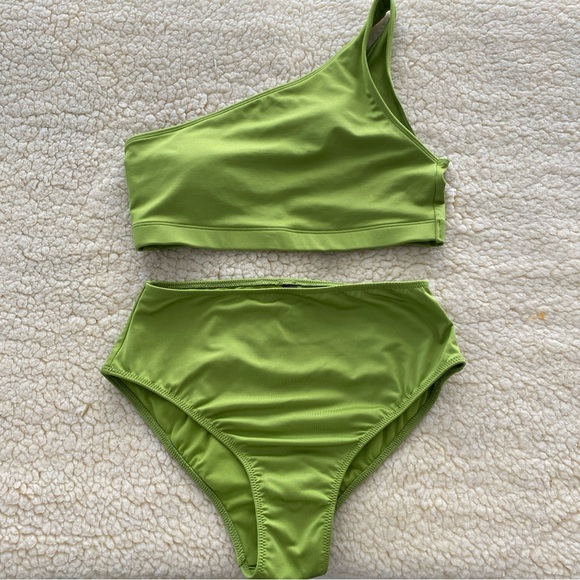 PINK Victoria's Secret Other - PINK Victoria's Secret Lime Green Bikini One Shoulder High Waisted Size M